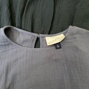 Blue/grey long sleeve dress, XS, never worn, button closure at the back of neck